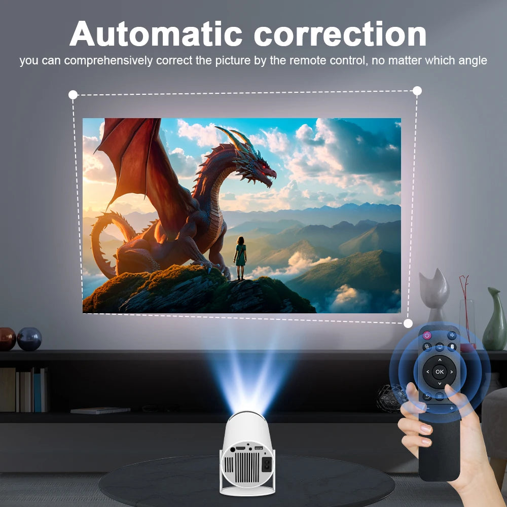 Info Graphic Showing the auto Correction feature for our 4k TV Projector