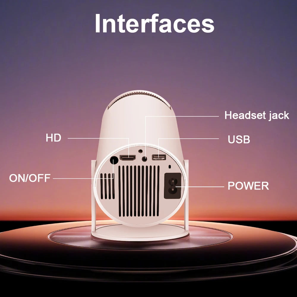 Info Graphic Showcasing the available interfaces for our 4k TV Projector